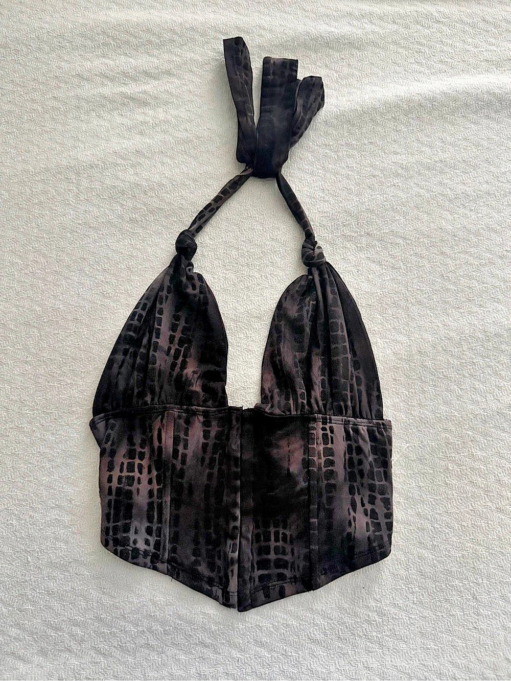 Windsor Serving Confidence Velvet Burnout Halter Top Bodysuit Black